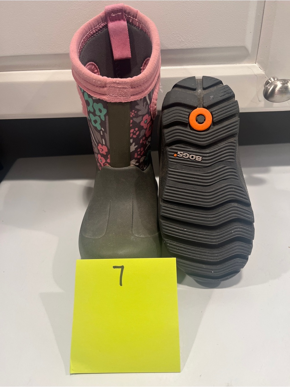 Bogs Kids Pink Floral Waterproof Rain Boots